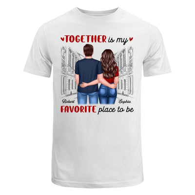 Couple Back View Standing Road Valentine‘s Day Gift Personalized Shirt