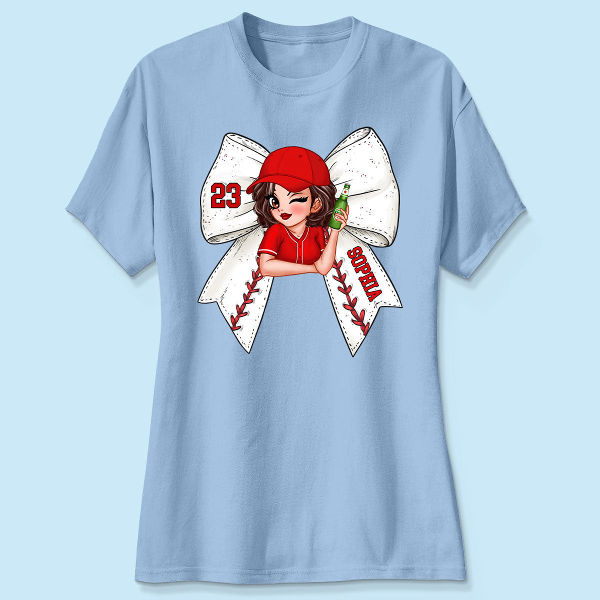 Baseball Softball Bow With Jersey Number Personalized Shirt, Perfect Gift For Her, For Baseball Wife, For Baseball Mom
