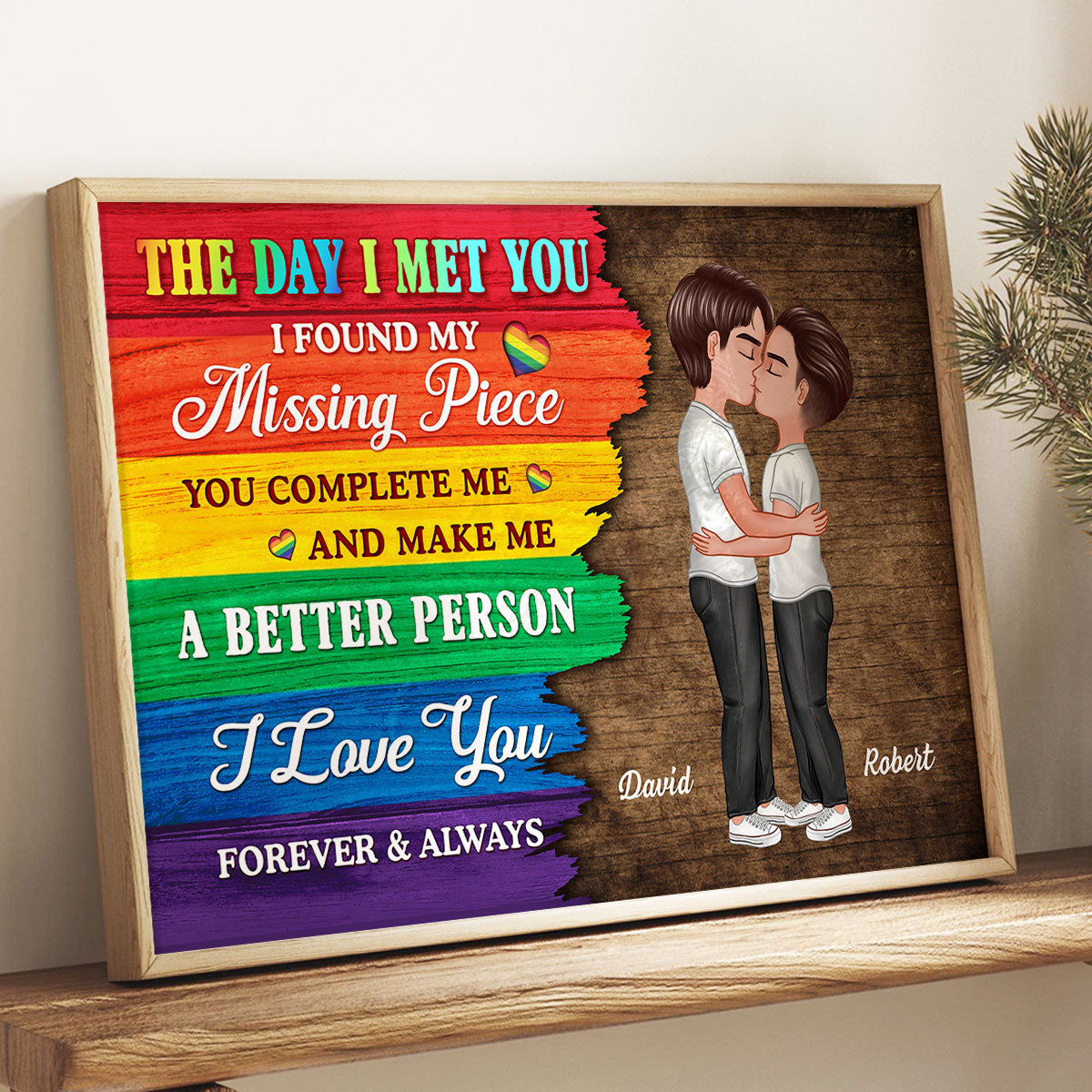 Half LGBT Flag Couple The Day I Met You Pride Month Personalized Poster, Gift For Couple