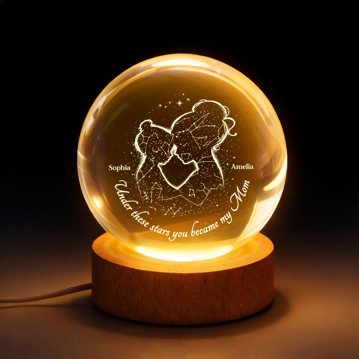 Under These Stars You Became My Mom - Personalized Crystal Ball - Heartfelt Gift For Mom, Grandma