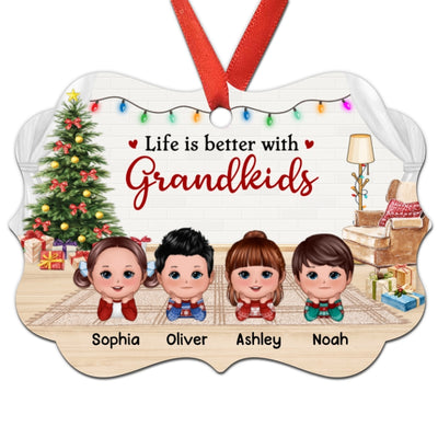 Better With Grandkids Chin On Hands Fireplace Personalized Christmas Ornament