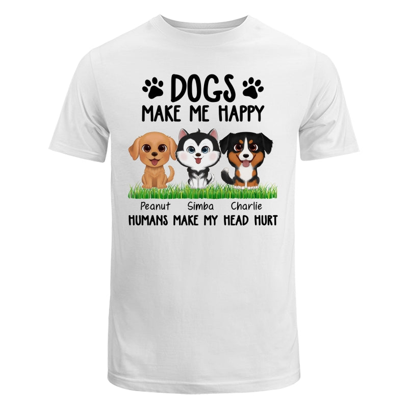 Watercolor Cute Dogs On Grass Dogs Make Me Happy Personalized Shirt
