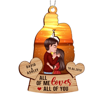 Couple Kissing Shadow Personalized Wooden Ornament