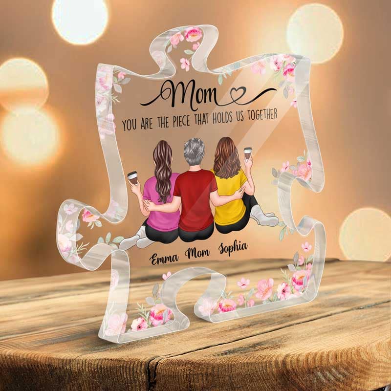 Embracing Mom Daughters You Are The Piece Personalized Puzzle Acrylic Plaque