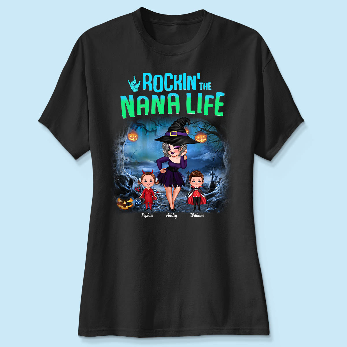 Night Halloween Rockin‘ Grandma Personalized Shirt