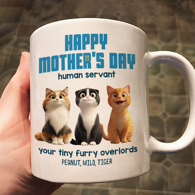 Happy Mother's Day Human Servant - Personalized Mug - Unique Gift for Cat Moms