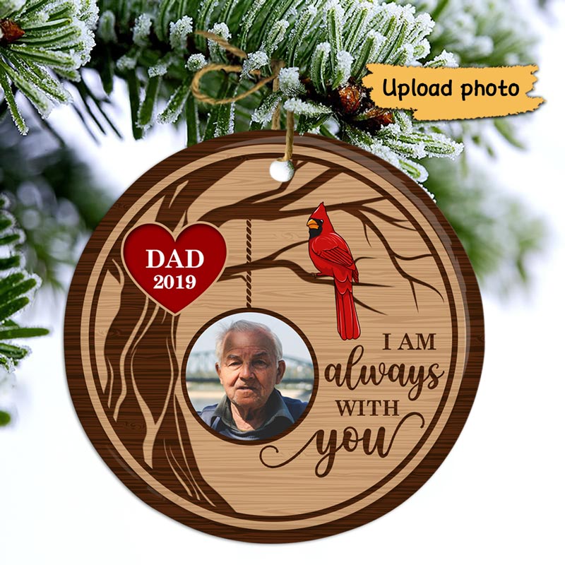 I‘m Always With You Red Heart Memorial Photo Christmas Personalized Circle Ornament