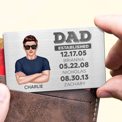 Dad Established Man & Kids Personalized Wallet Metal Card