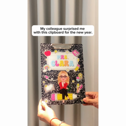 Teacher Composition Book Pattern Personalized Clipboard| Gift For Teacher, Back To School Gift