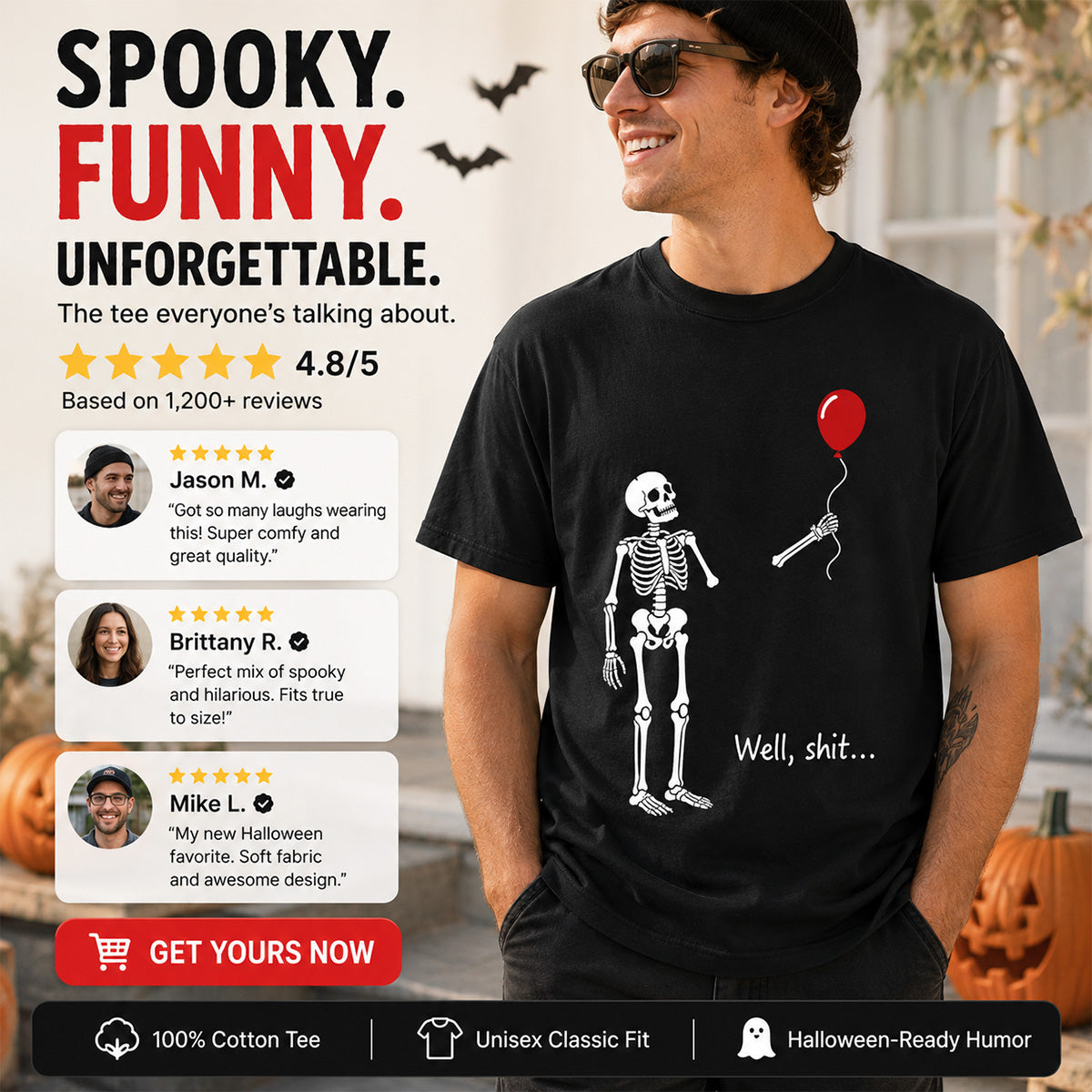 Trendy Funny Skeleton Shirt - Halloween Costume