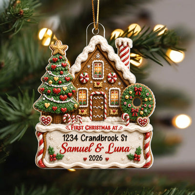 First Christmas In New Home - Personalized Acrylic Ornament - First Christmas Keepsake