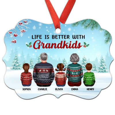 Grandparents & Grandkids In Snow Personalized Christmas Ornament