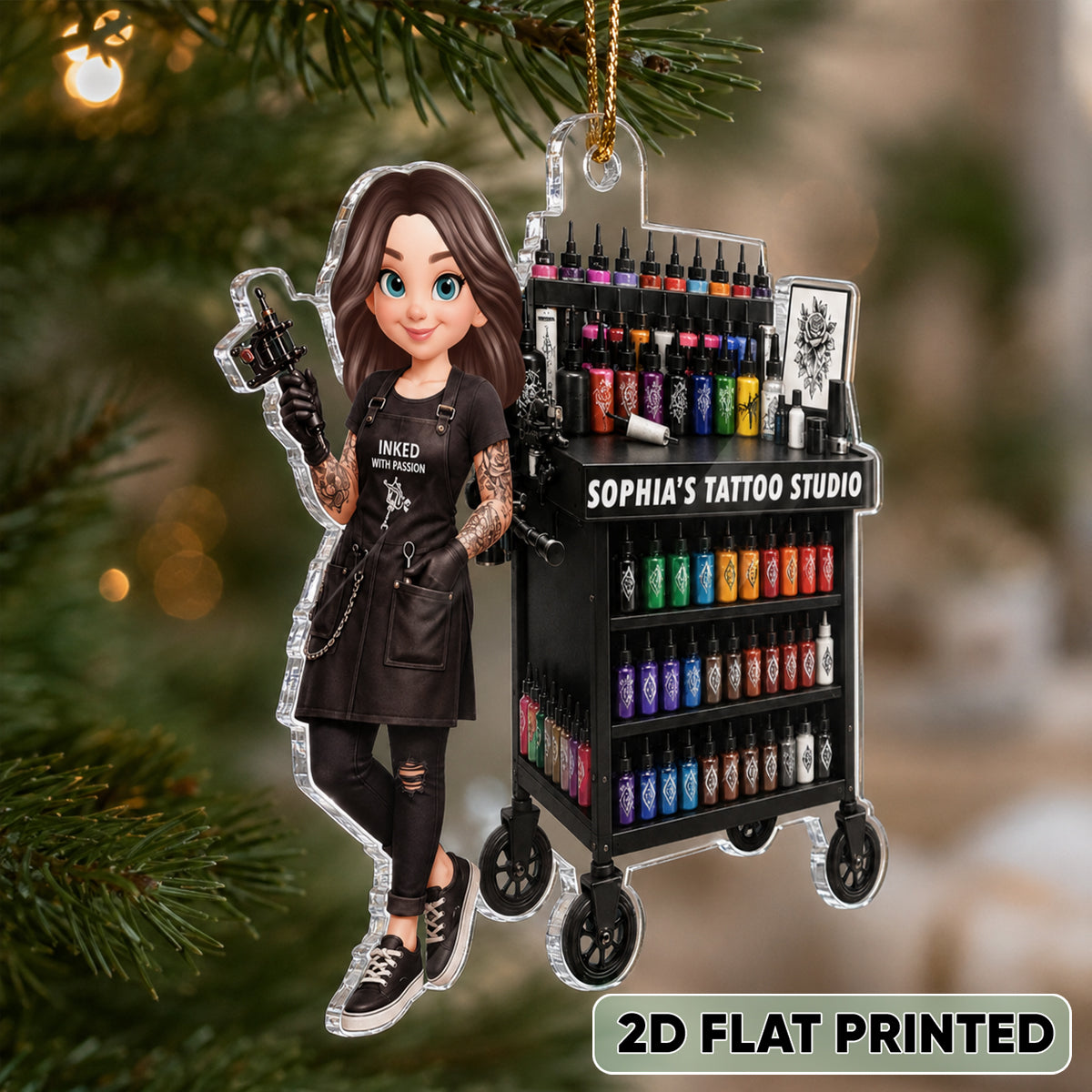 Tattoo Artist Ink Tattoo - Personalized Acrylic Ornament - Christmas Gift for Her
