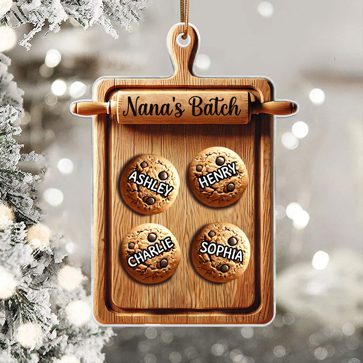 3D Effect Grandma's Batch Cookies Cutting Board Christmas Personalized Acrylic Ornament