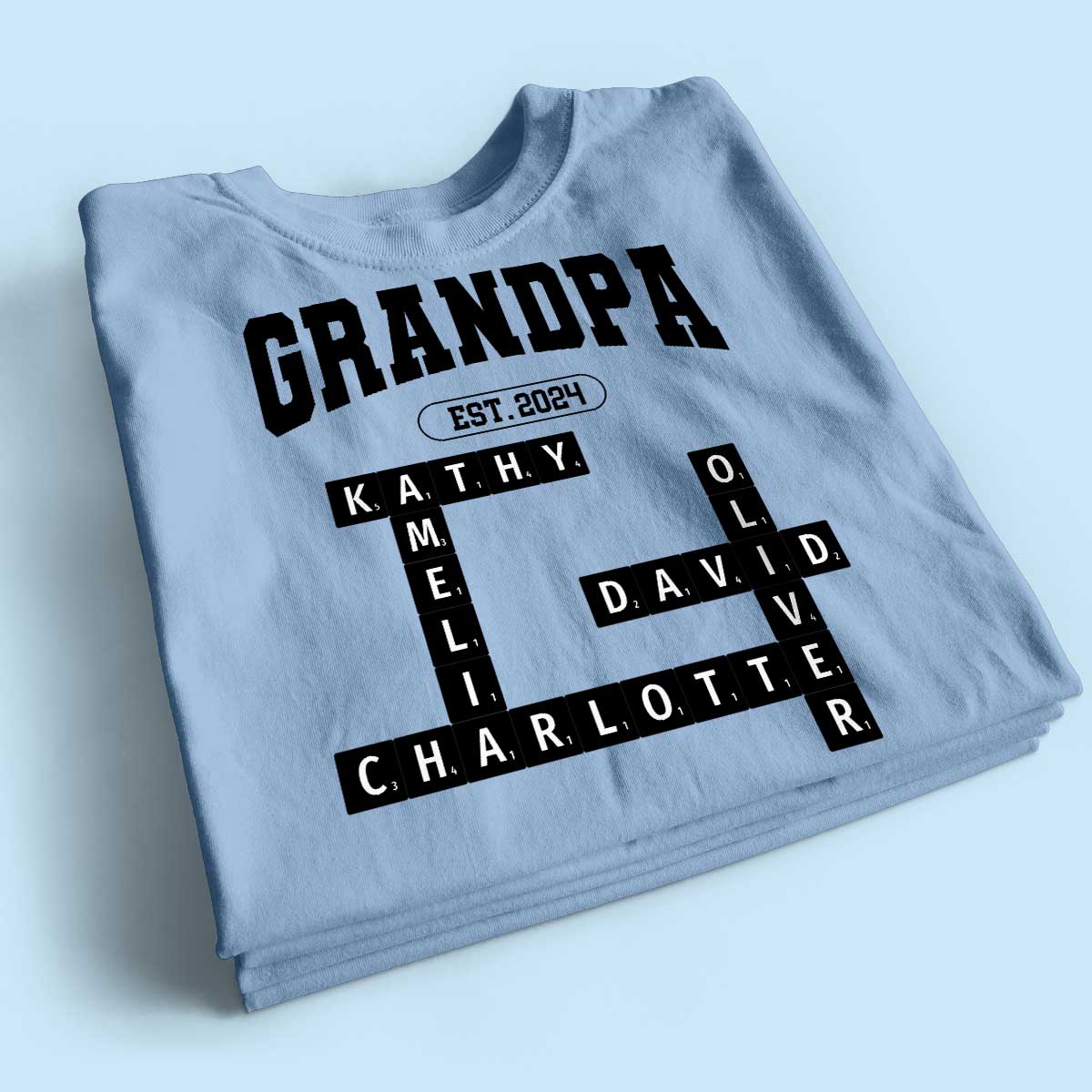 Grandpa Est Date Grandkids Names Crossword Puzzle Personalized Shirt