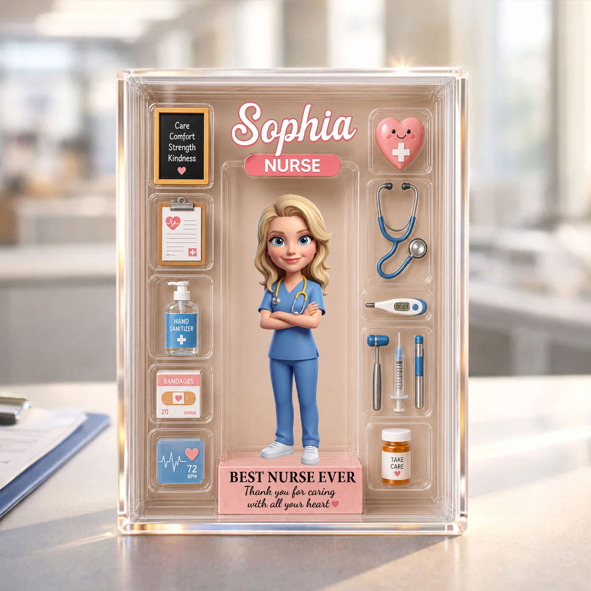 Best Nurse Ever Desk Decor - Personalized Acrylic Block Plaque - Nurse Appreciation Gift, Medical Graduation Gift