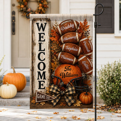 Welcome to Football Family - Personalized Garden Flag - Game Day Fall Outdoor Decor
