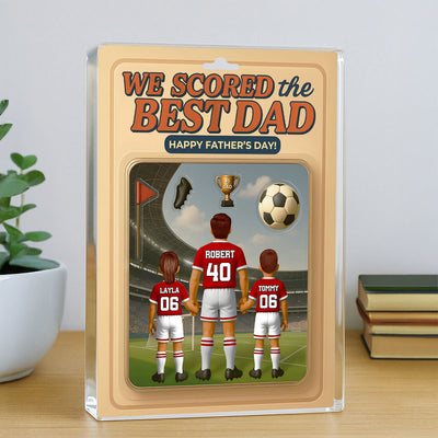 I Scored the Best Dad Football Custom Action Figure Personalized Acrylic Block Plaque,  Gift for Dad, Gift for Husband