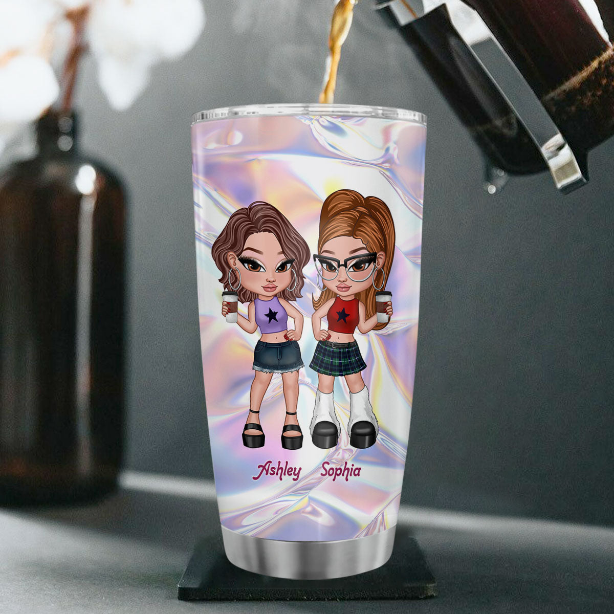 Y2K Besties Personalized Tumbler, Summer Gift For Best Friends