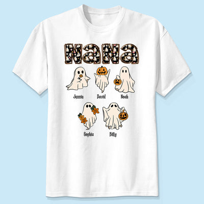 Grandma Mom Halloween Retro Boo Patterned Personalized Shirt