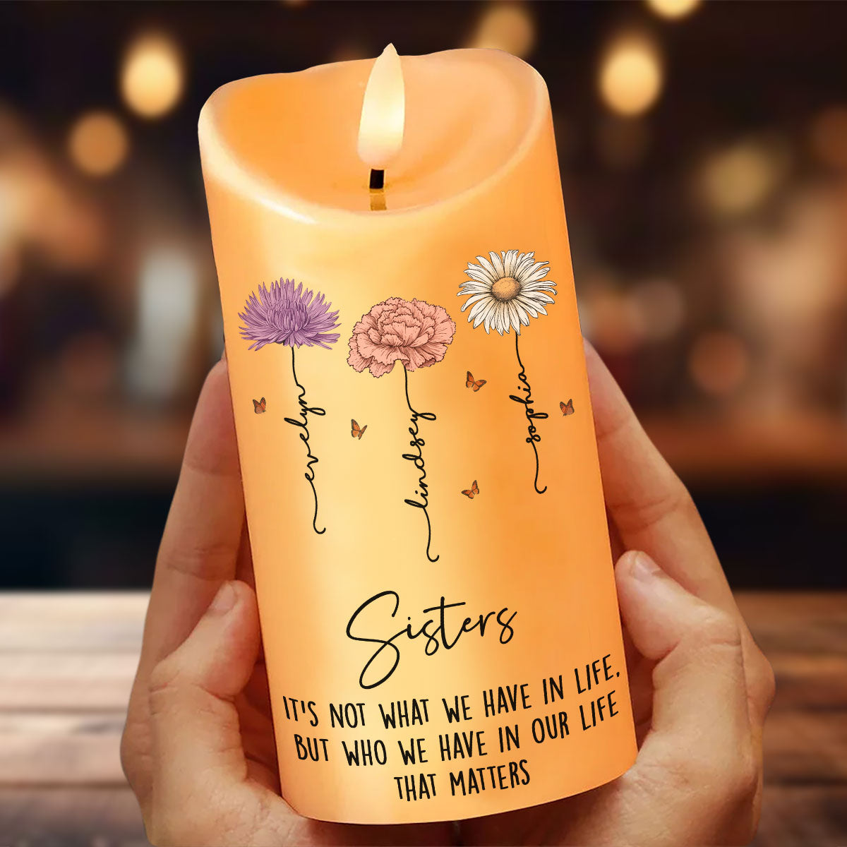 Best Friends Besties Birth Month Flower Personalized LED Candle