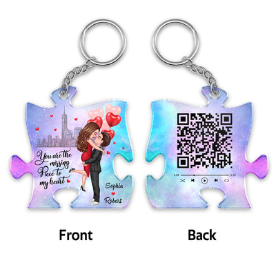 Couple You‘re My Missing Piece QR Code Scannable Personalized Acrylic Keychain