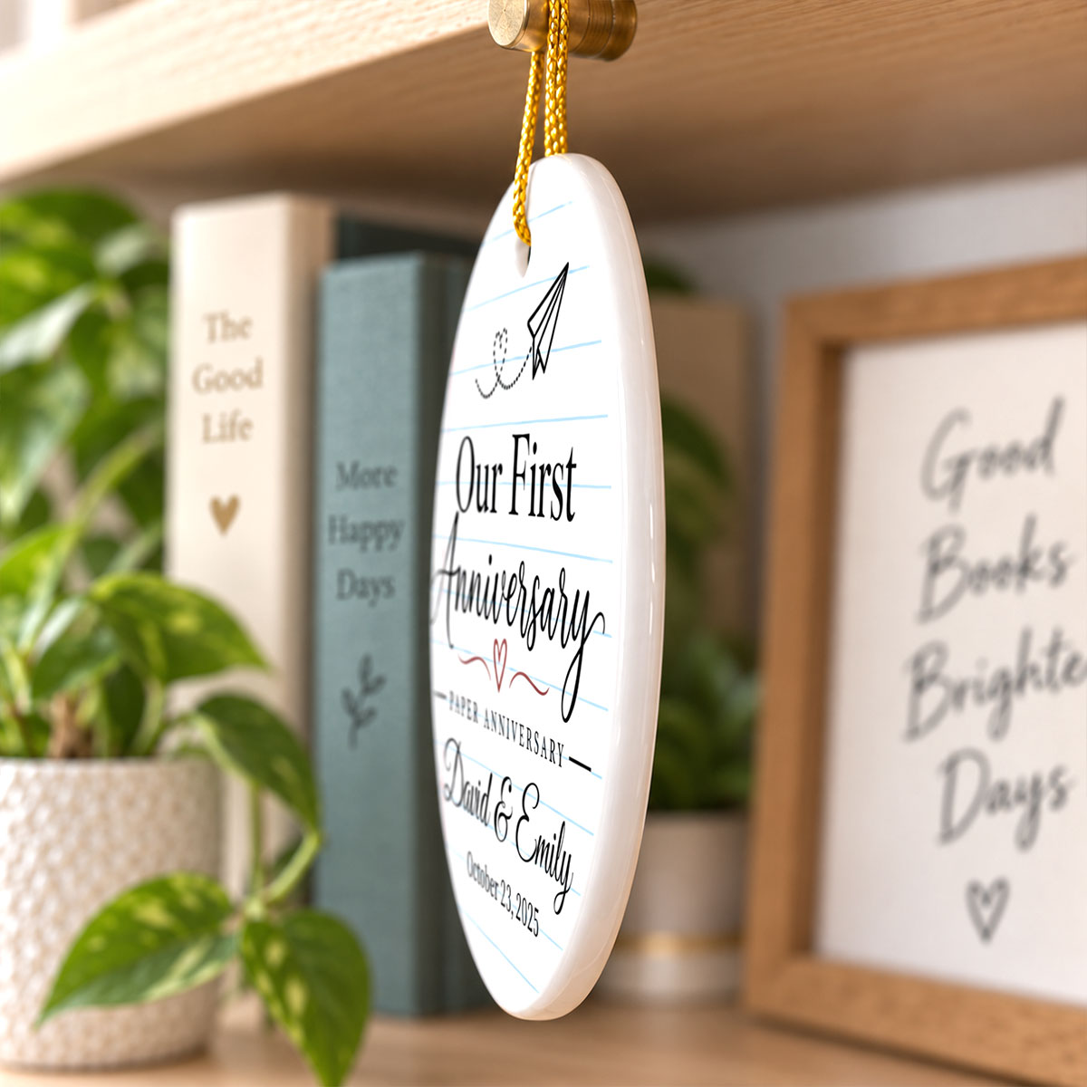 Our 1st Wedding Anniversary Paper Anniversary - Personalized Ceramic Ornament - First Year Keepsake Gift For Him Gift For Her