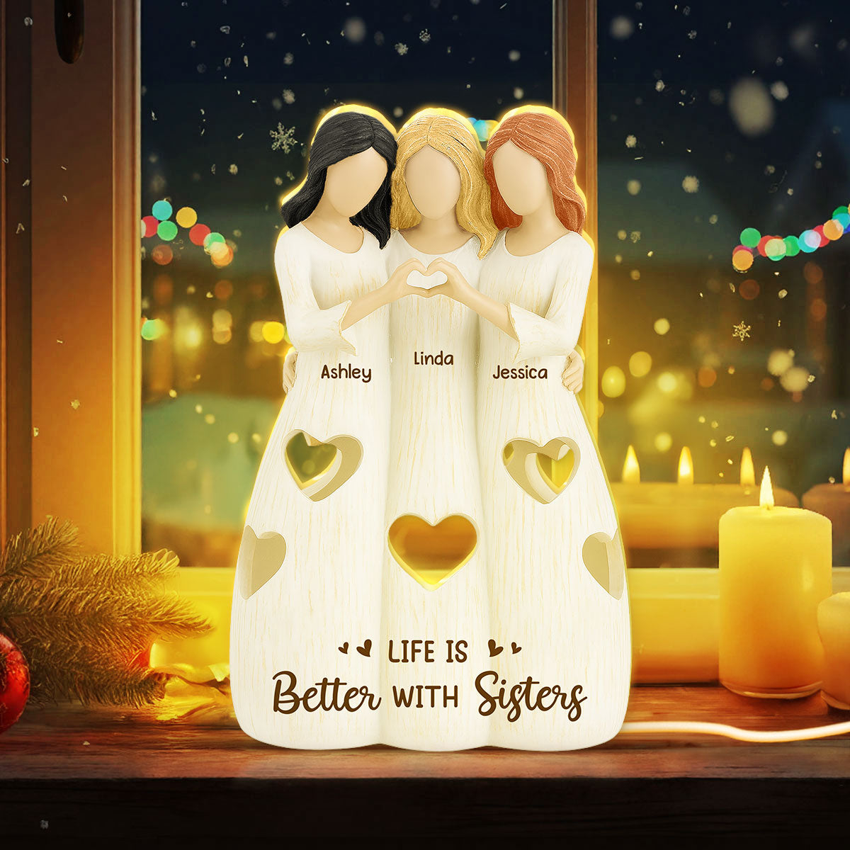 No Greater Gift than Sisters - Personalized Light Box - Heartwarming Christmas Gift for Sisters