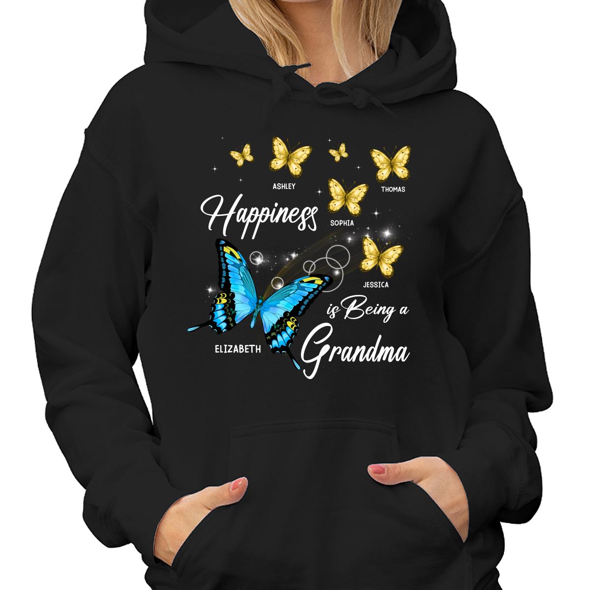 Happiness Is Being Grandma Butterflies Personalized Shirt