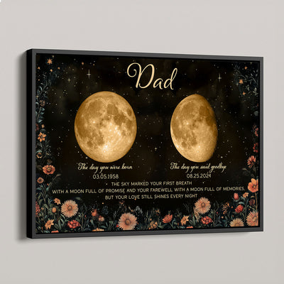 Lost Loved One Moon Phase Art Vintage Floral Memorial Keepsake Personalized Poster