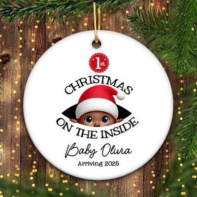 [Custom Skin Tone] Personalized Baby's First Christmas On the Inside Ornament, Custom Pregnancy Reveal Ornament, Expecting Parents