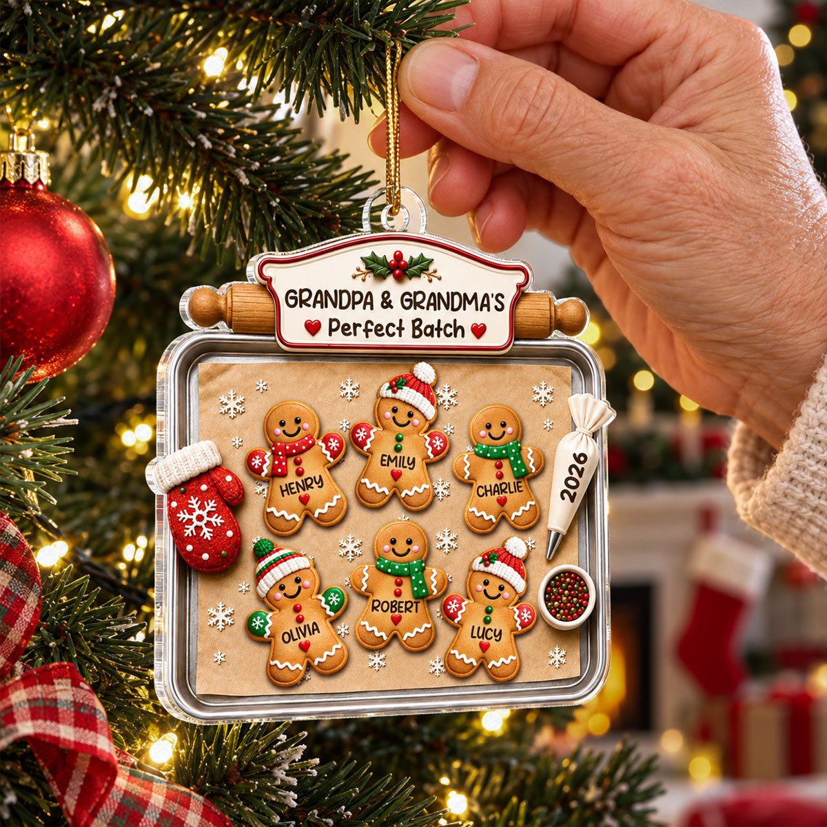 Grandpa Grandma's Perfect Batch Cute Gingerbread Grandkids - Personalized Acrylic Ornament - Christmas Decor For Grandparents