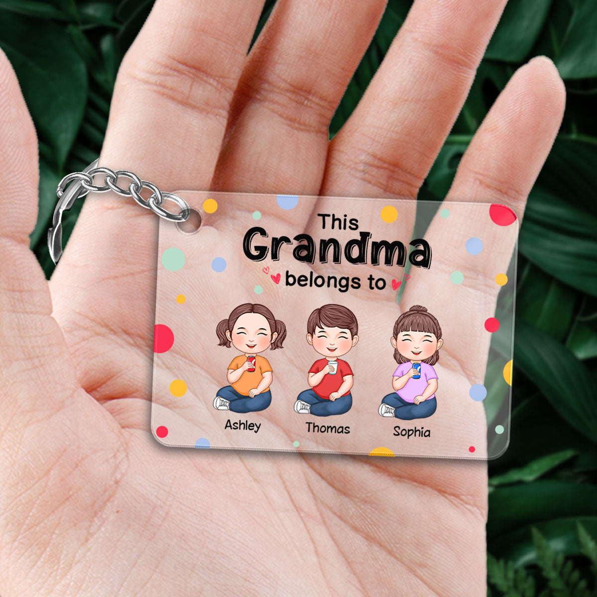 This Grandma Mom Dad Grandpa Belongs To Cute Sitting Doll Kids Personalized Acrylic Keychain