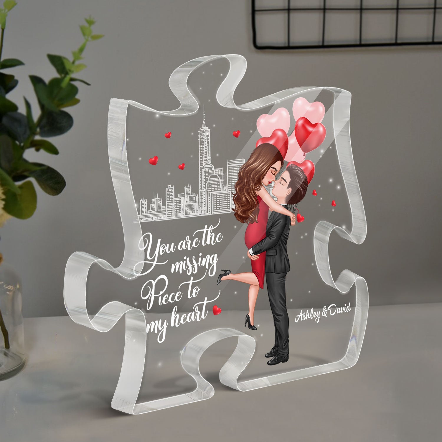The Missing Piece To My Heart - Personalized Acrylic Block Plaque - Anniversary Gift For Him, Gift For Her