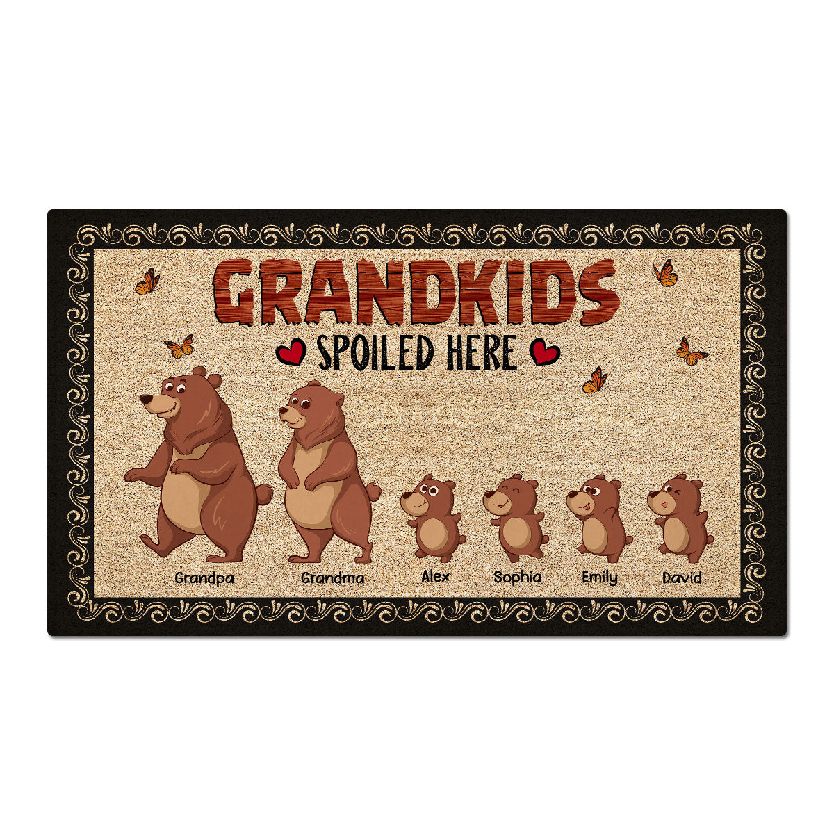 Bear Grandparents Grandkids Spoiled Here Home Decor Gift For Grandparents Personalized Doormat