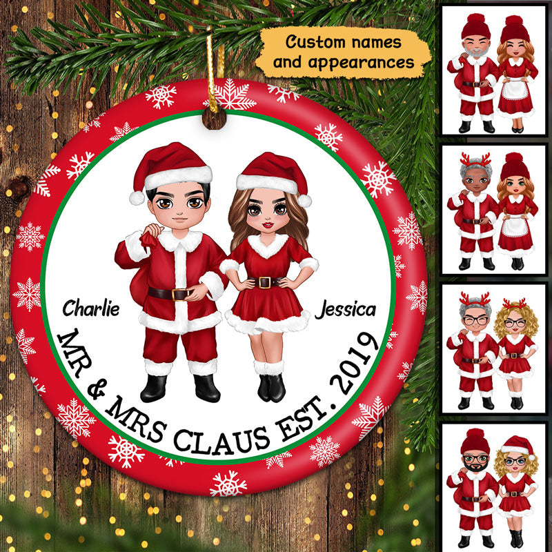 Mr Mrs Santa Claus Together Since Personalized Circle Ornament