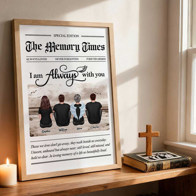 The Memory Times Memorial Family Retro Vintage Newspaper Style - Personalized Poster - Sympathy Gift, Memorial Remembrance Gift