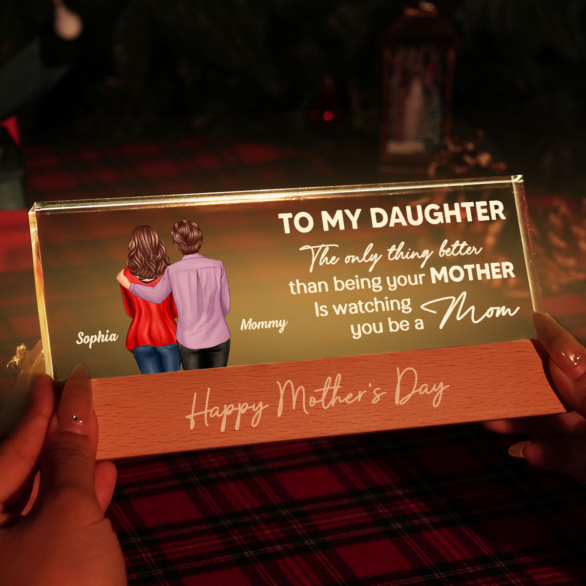 To My Daughter From Mom Personalized Acrylic Block LED Night Light