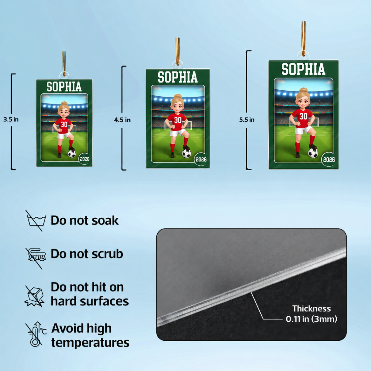 Soccer Boy Girl 3D Effect Action Figure - Personalized Acrylic Ornament