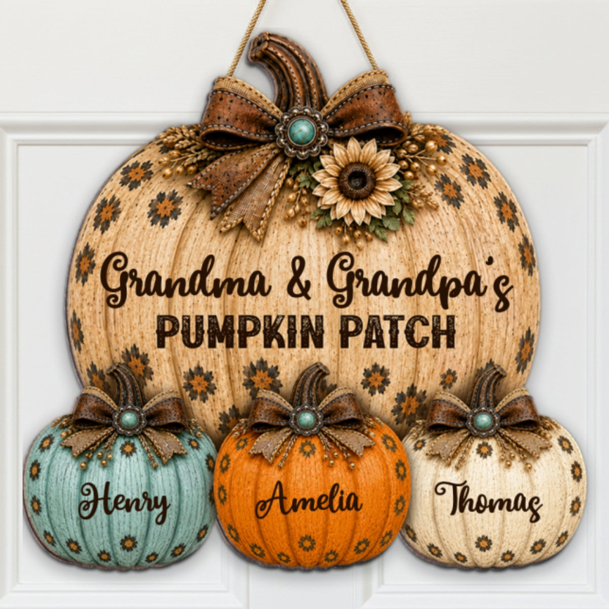 Cozy Rustic Western Fall Season Grandpa Grandma Pumpkin Patch - Personalized Wood Sign - Fall Decoration For Grandparents