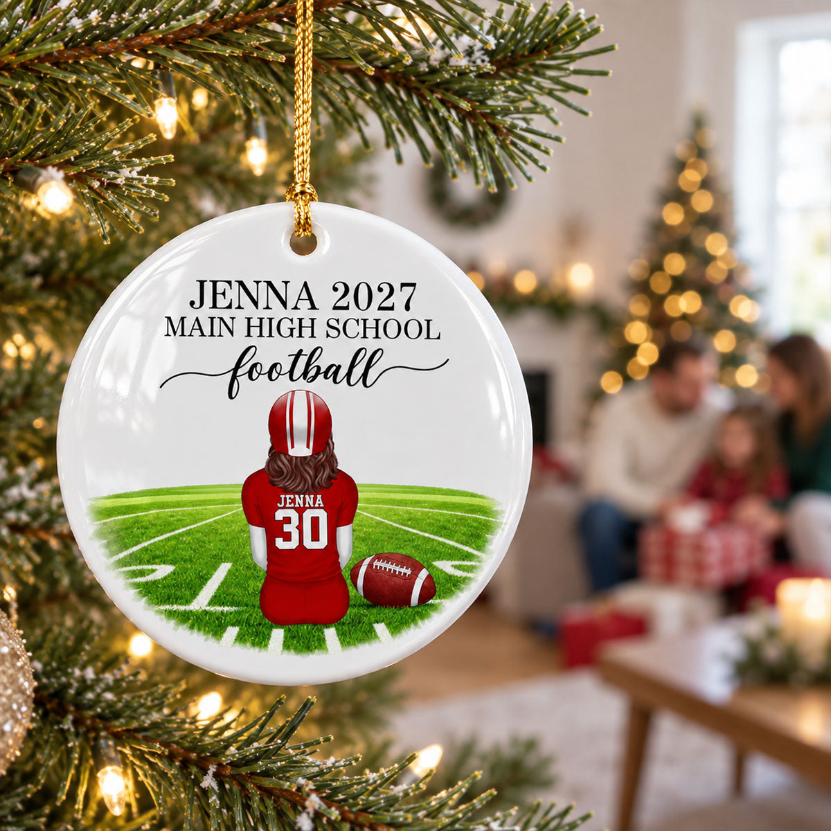 Football Senior Ornament - Personalized Ceramic Ornament - Football Player Senior Night Gift, High School Football Team Gift