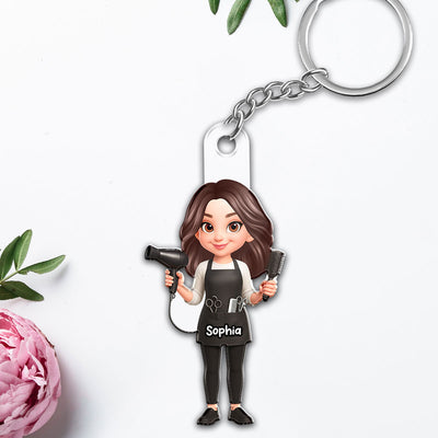 Hairdresser Man Woman - Personalized Acrylic Keychain - Gift For Hairdressers