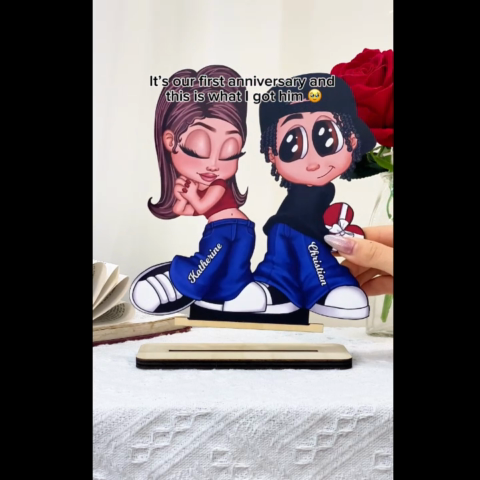 Y2K Couple Home Decor Gift For Him Gift For Her Personalized Standing Wooden Plaque