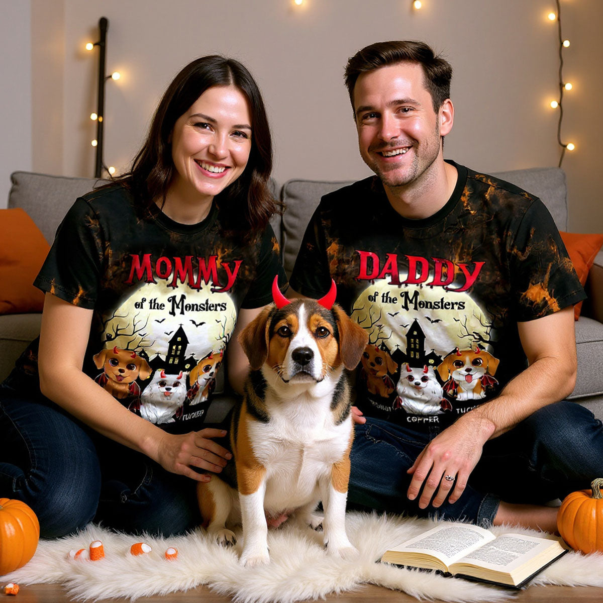 Halloween Mommy Daddy Of The Monsters Dogs Personalized Shirt, Spooky Halloween Costume For Dog Lovers, Dog Mom, Dog Dad