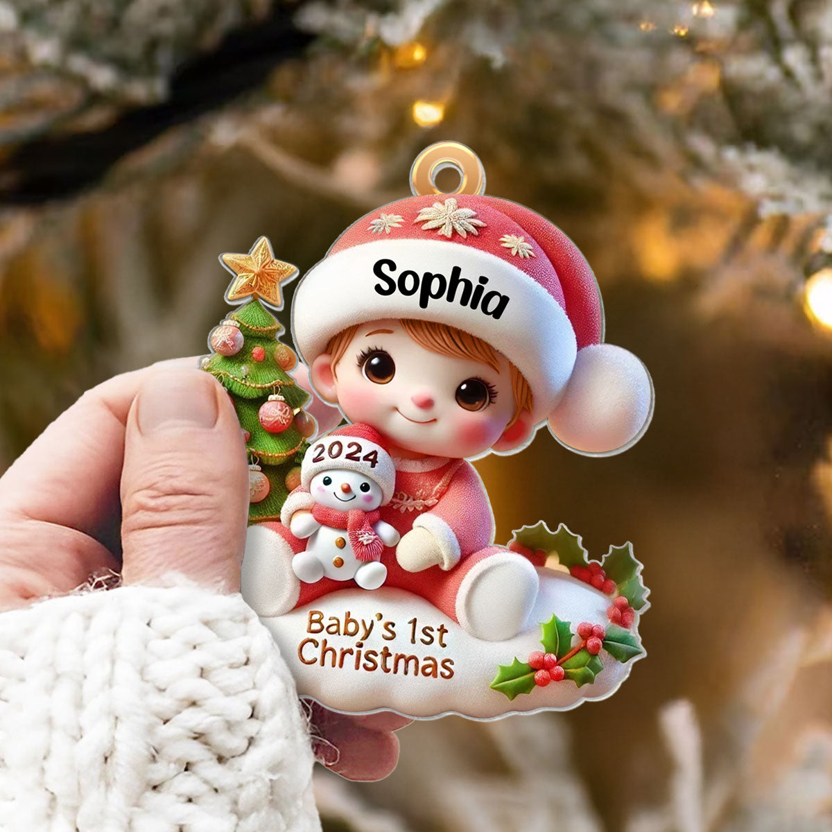Precious Moments Baby’s First Christmas Dated 2025 Acrylic Ornament, Lovely Keepsake to Celebrate Baby's First Christmas, Christmas Decor For Newborns
