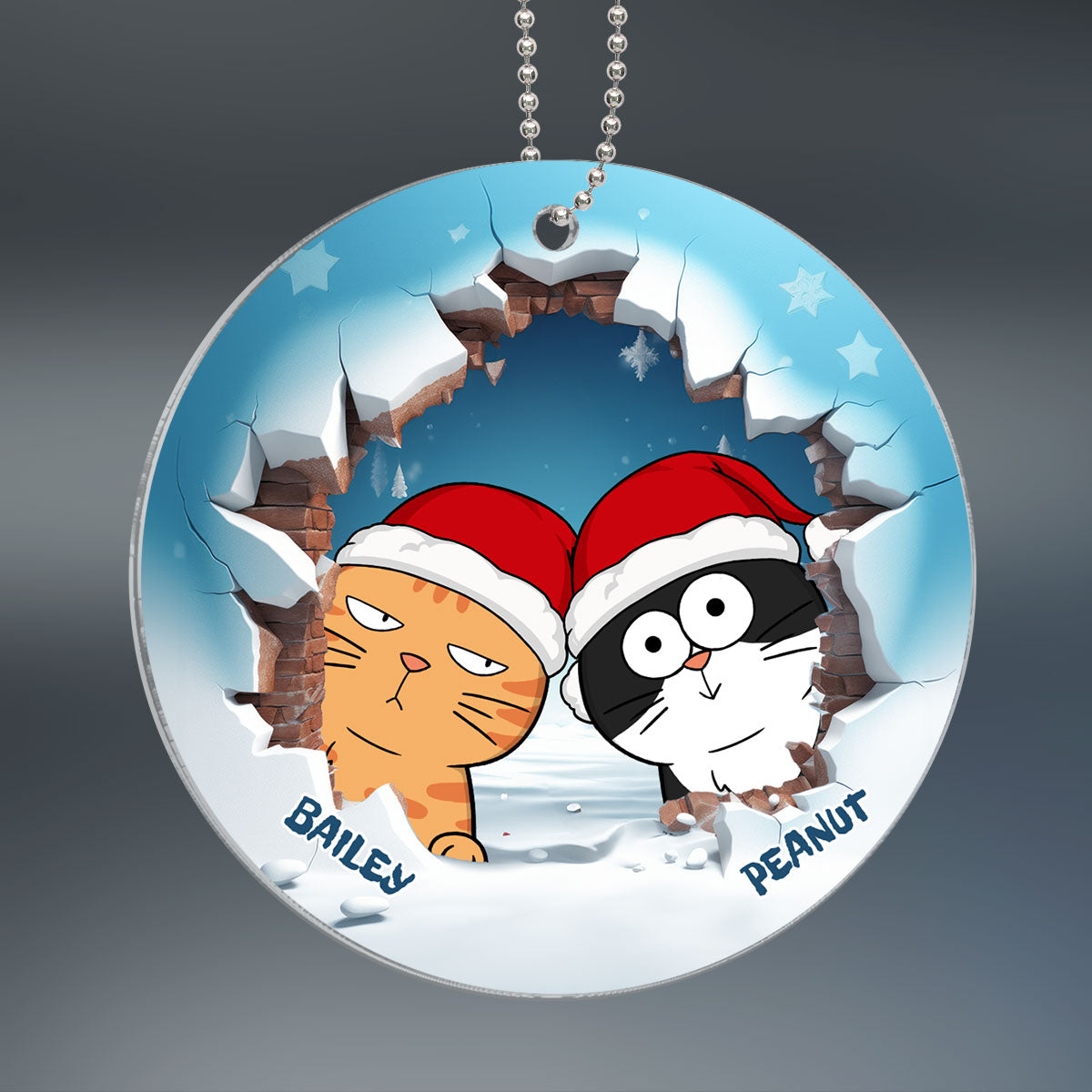 Funny Cat Break Through Personalized Acrylic Ornament