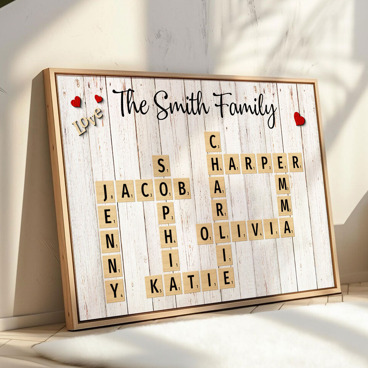 Family Love Crossword Puzzle Art - Personalized Poster - Christmas Gift For Family, Dad, Mom, Brother, Sister