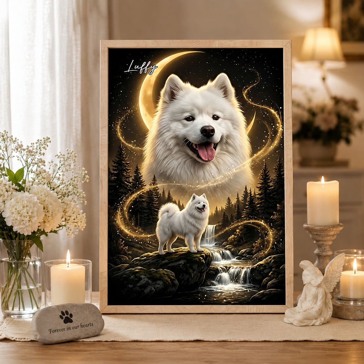 Dog Howling to the Moon - Personalized Poster - Gift for Dog, Cat Lovers, Pet Memorial Gift