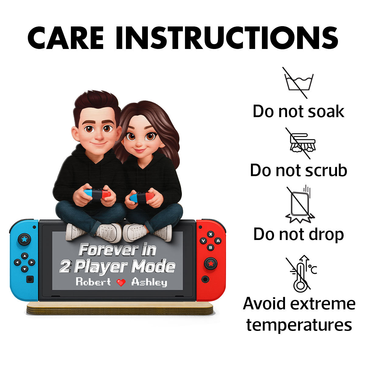Forever In 2 Player Mode Gaming Couple - Personalized 2-Layered Wooden Plaque - Heartfelt Anniversary Gift For Gamers, For Him, For Her
