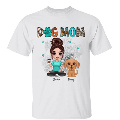 Western Pattern Teal Animal Print Dog Mom Doll Girl & Cute Watercolor Dog Personalized Shirt